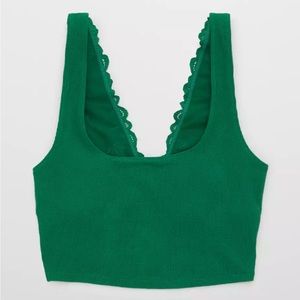 NWOT Aerie Holiday Best Lace Waffle Longline Bralette